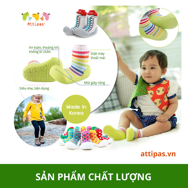 Attipas - Giày sáng chế chuyên dụng dành cho trẻ trong giai đoạn tập đi dưới 4 tuổi