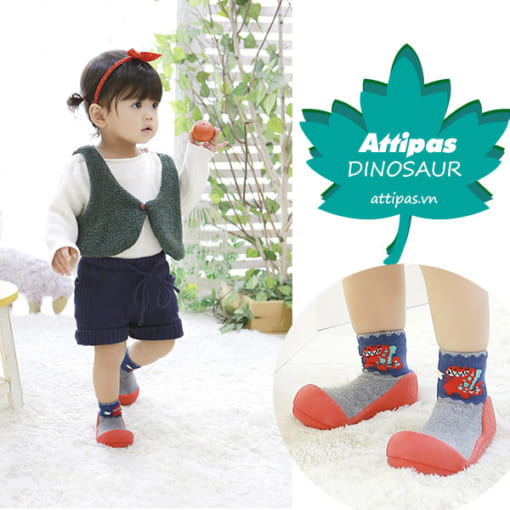 Giầy tập đi Attipas Dinosaur - giầy xinh cho bé gái - Giầy tập đi cho bé gái