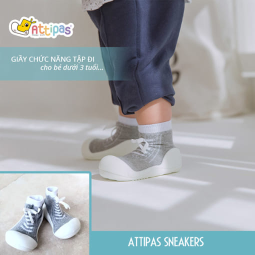 giầy tập đi attipas sneakers grey, giầy xinh cho bé trai 1 tuổi, giầy xinh cho bé gái tập đi