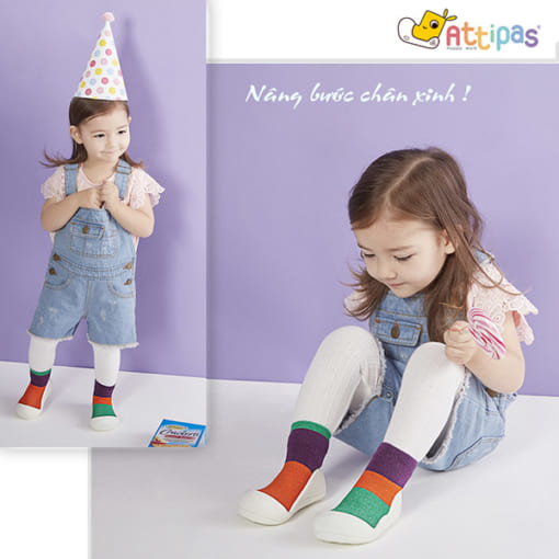Giầy tập đi Attipas Together Purple, giầy xinh cho bé gái, giầy bé gái tập đi