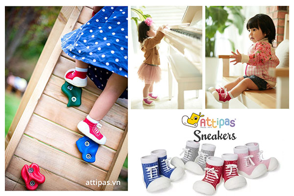 Giầy tập đi Attipas Sneakers - giày xinh cho bé gái - giày bé gái - giầy bé trai 1 tuổi 